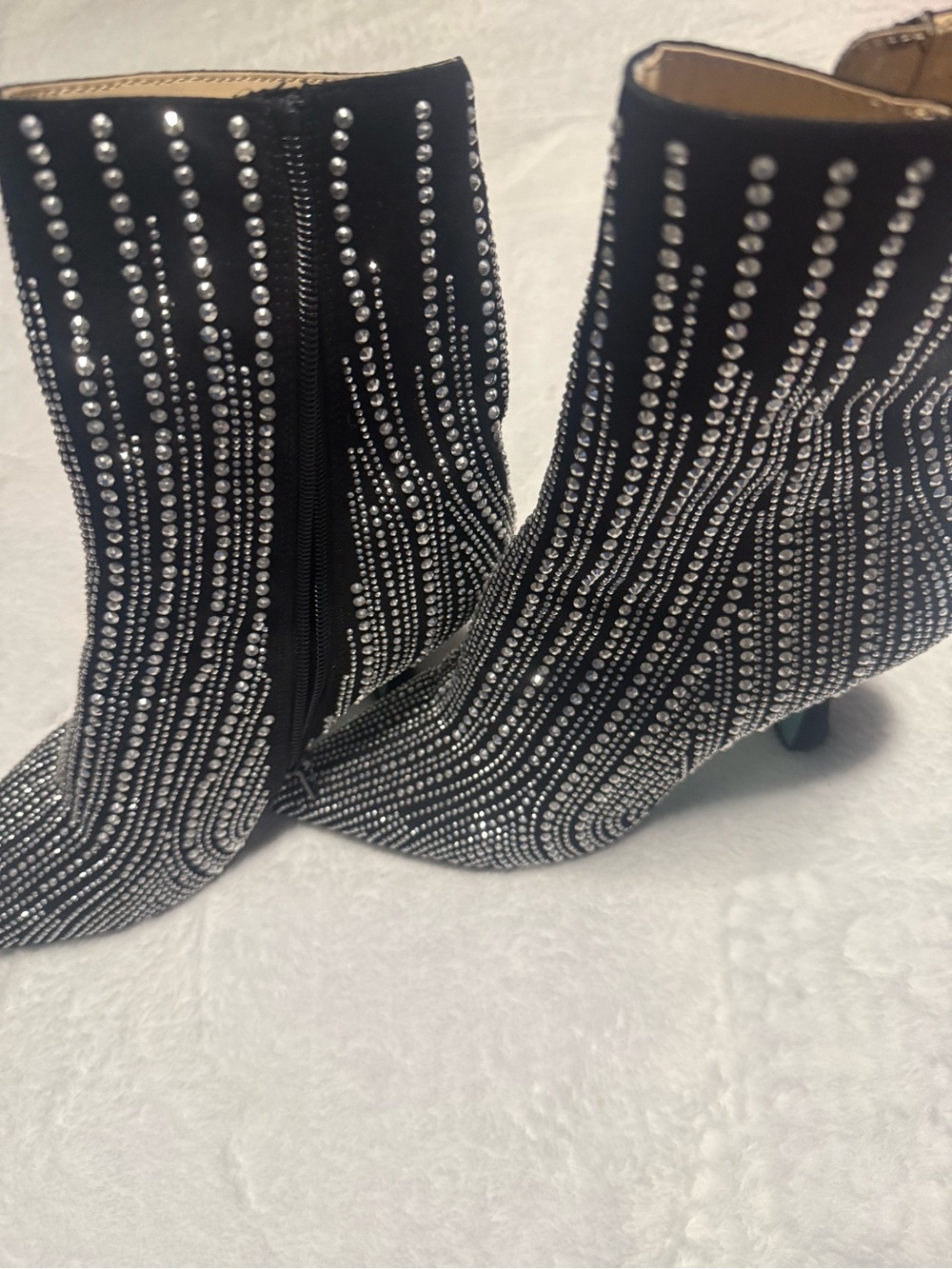 Betsey Johnson Black Ankle Boots with Silver Rhinestones Size 7